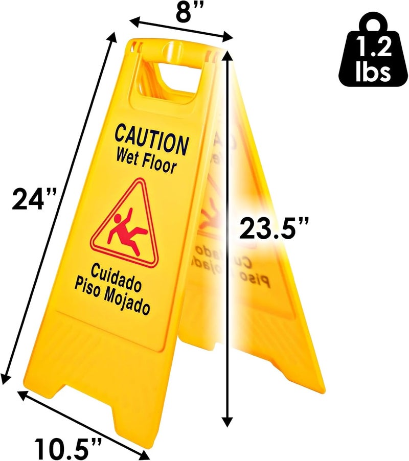 Electri Duct Caution Wet Floor Sign 24" OSHA Compliant Bilingual Double-Sided Commercial Safety Warning Signs A Frame Bright Yellow Cuidado Piso Mojado (Pack of 2) - Image 3